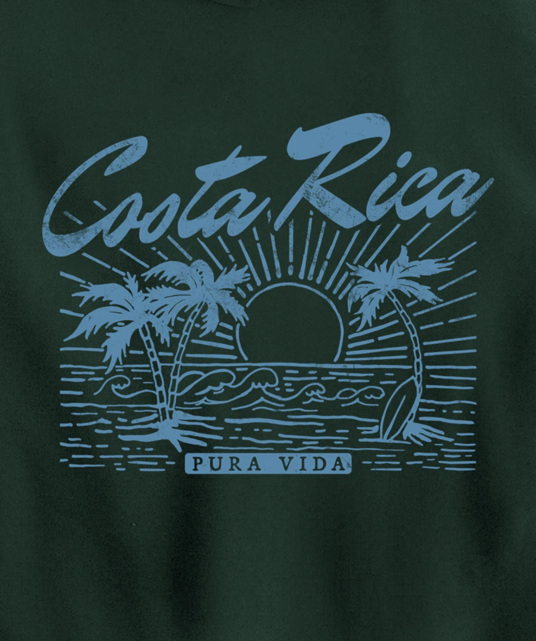 Costa Rica Pura Vida Vintage Distressed Beach Pullover Hoodie