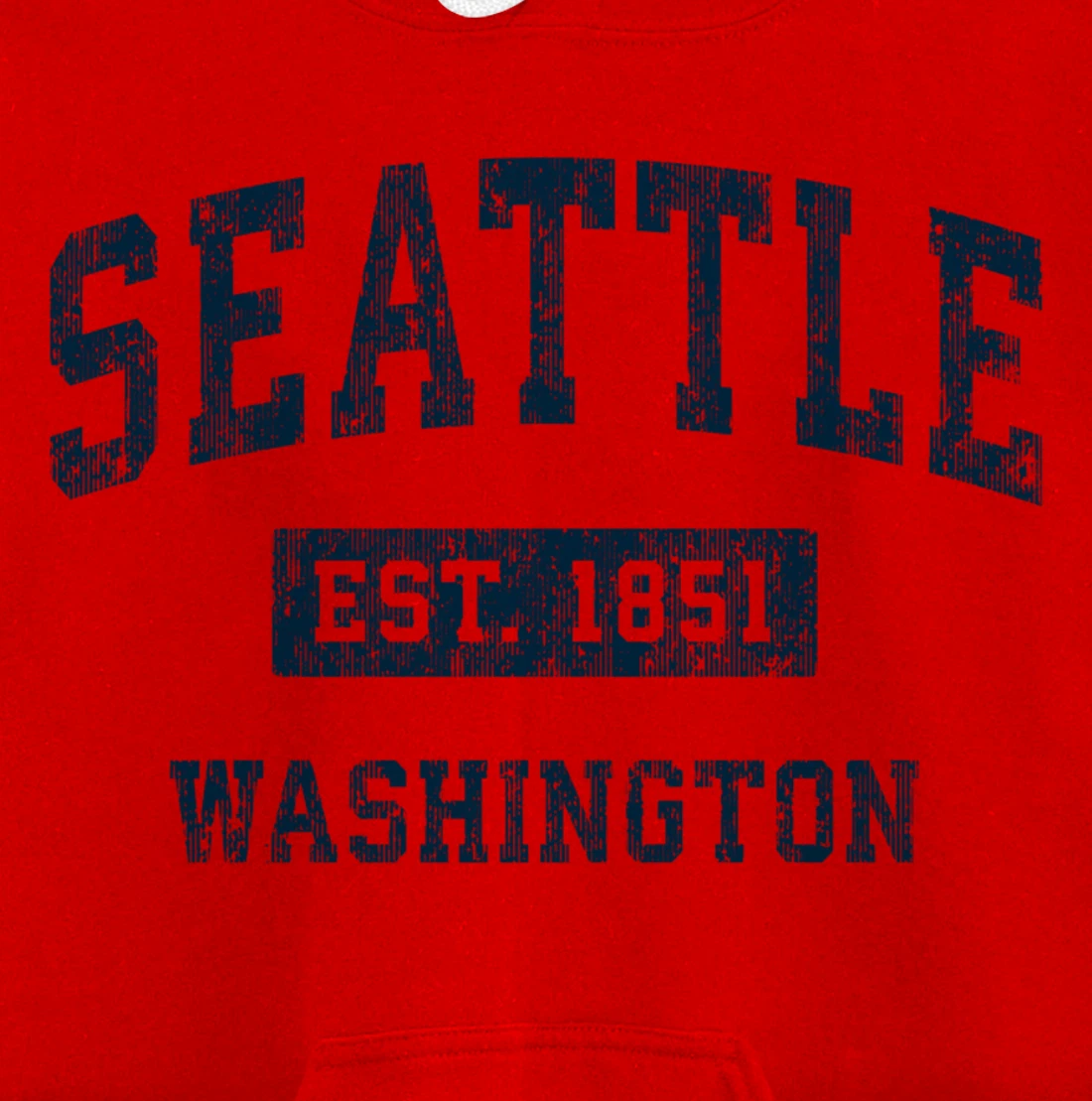 Seattle Washington WA Vintage Sports Design Navy Print Pullover Hoodie