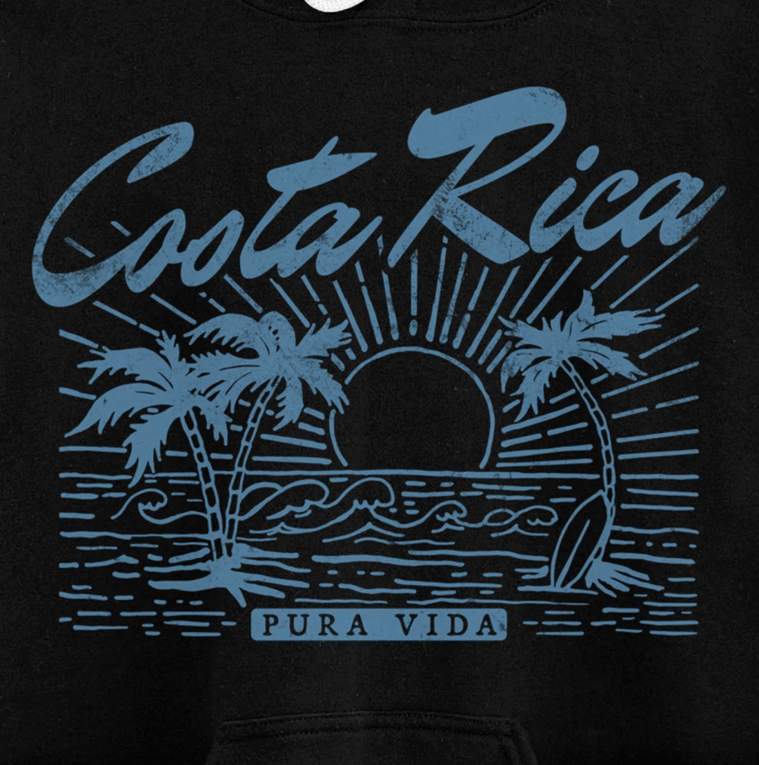 Costa Rica Pura Vida Vintage Distressed Beach Pullover Hoodie