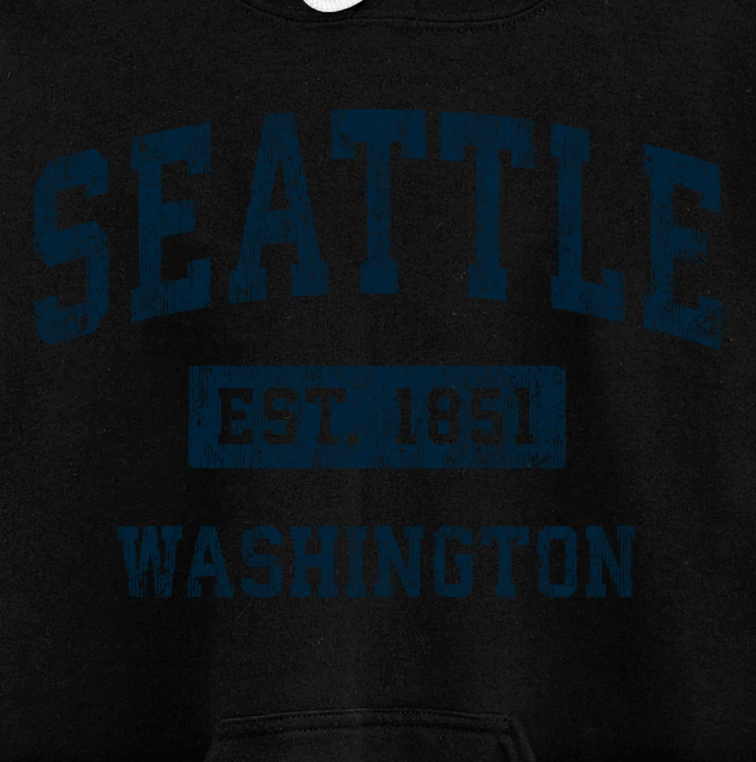Seattle Washington WA Vintage Sports Design Navy Print Pullover Hoodie