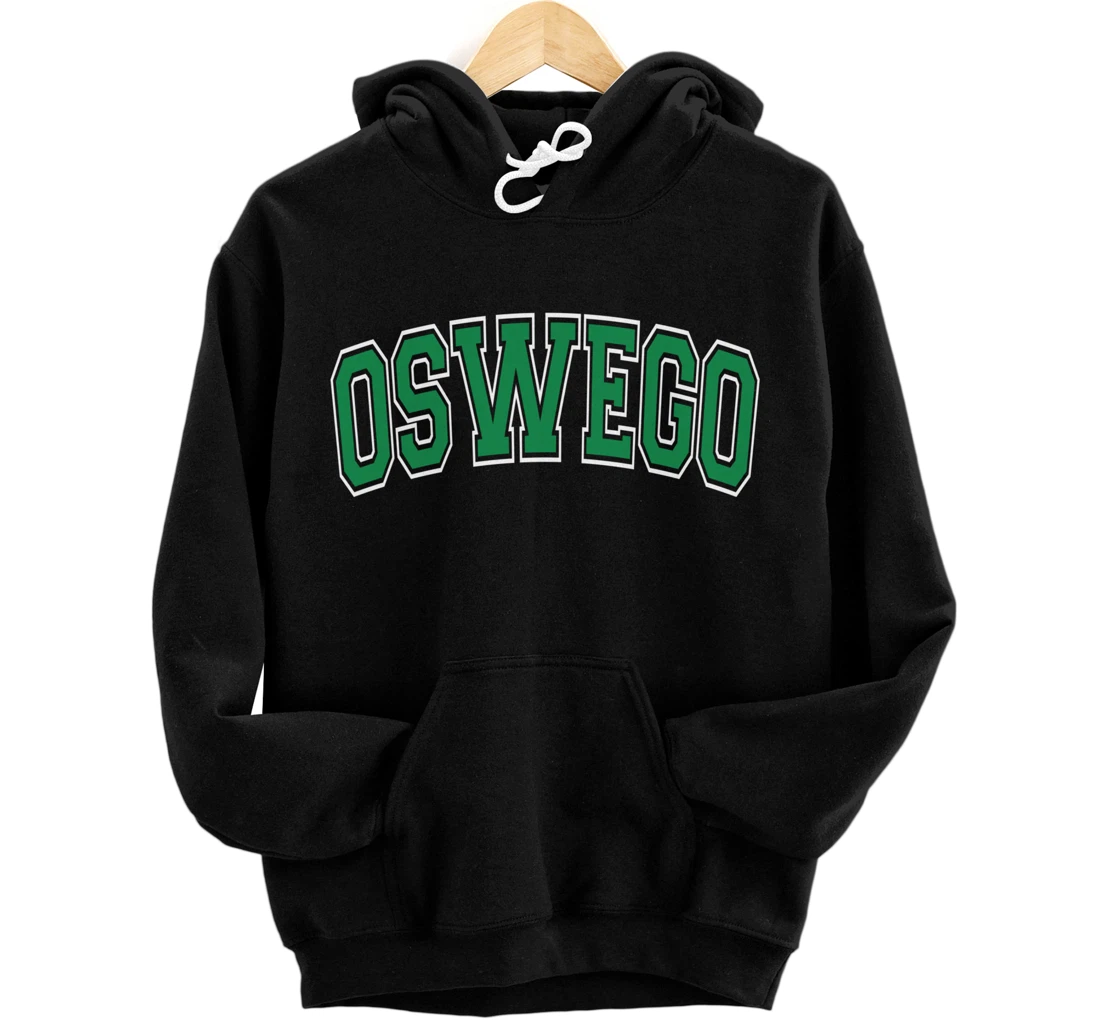 Oswego Arched Green Text Pullover Hoodie