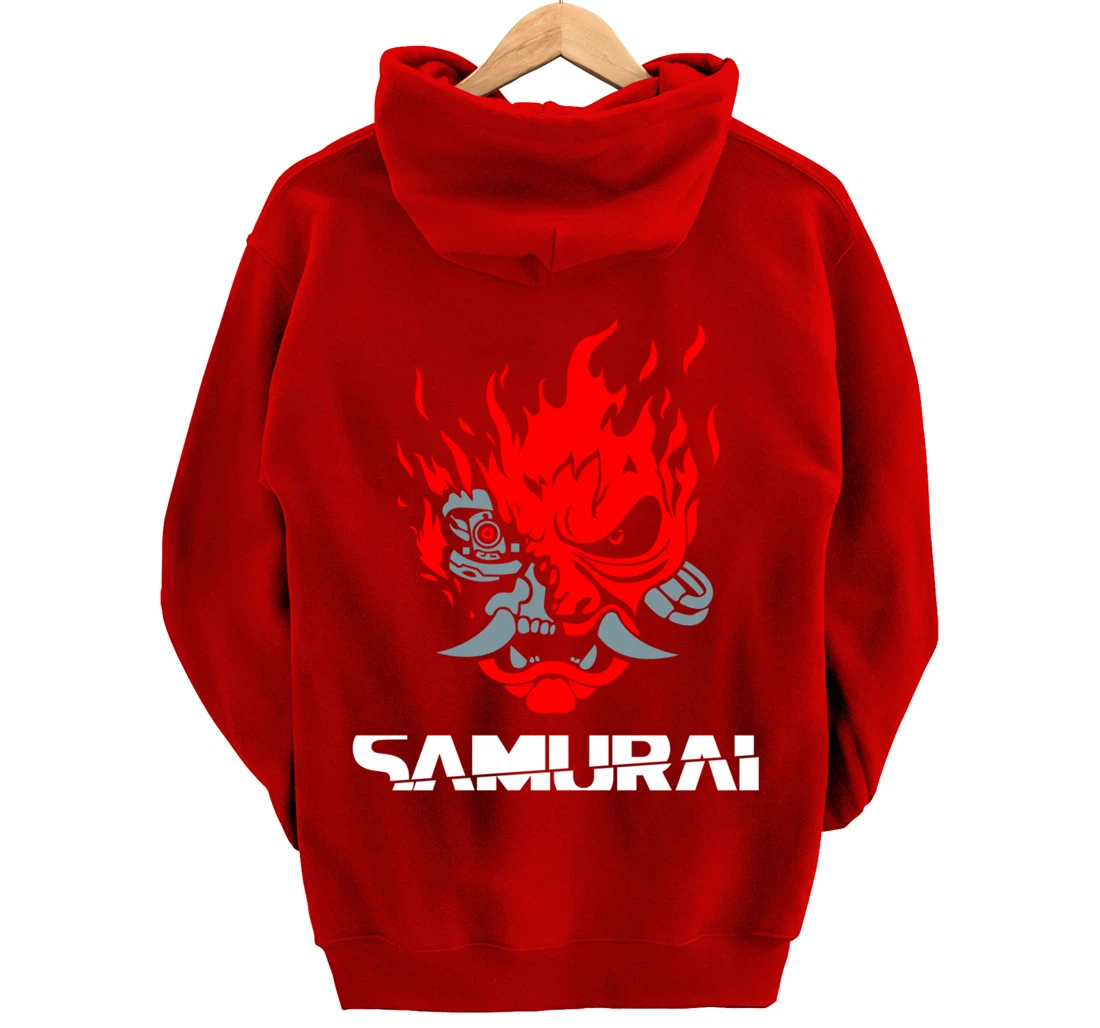 Samurai Japanese Demon Mask Edge Cyber Runners Punk Pullover Hoodie
