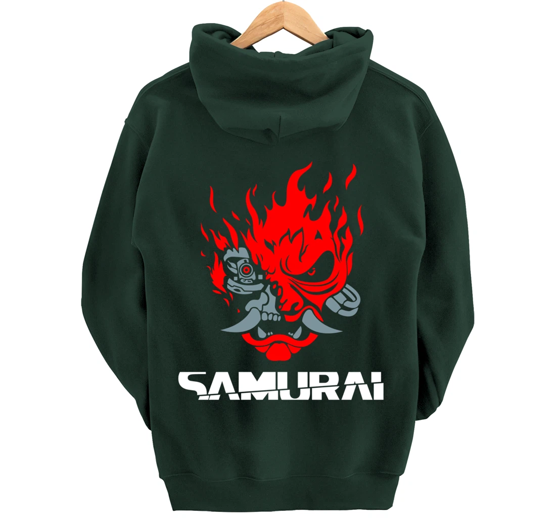Samurai Japanese Demon Mask Edge Cyber Runners Punk Pullover Hoodie