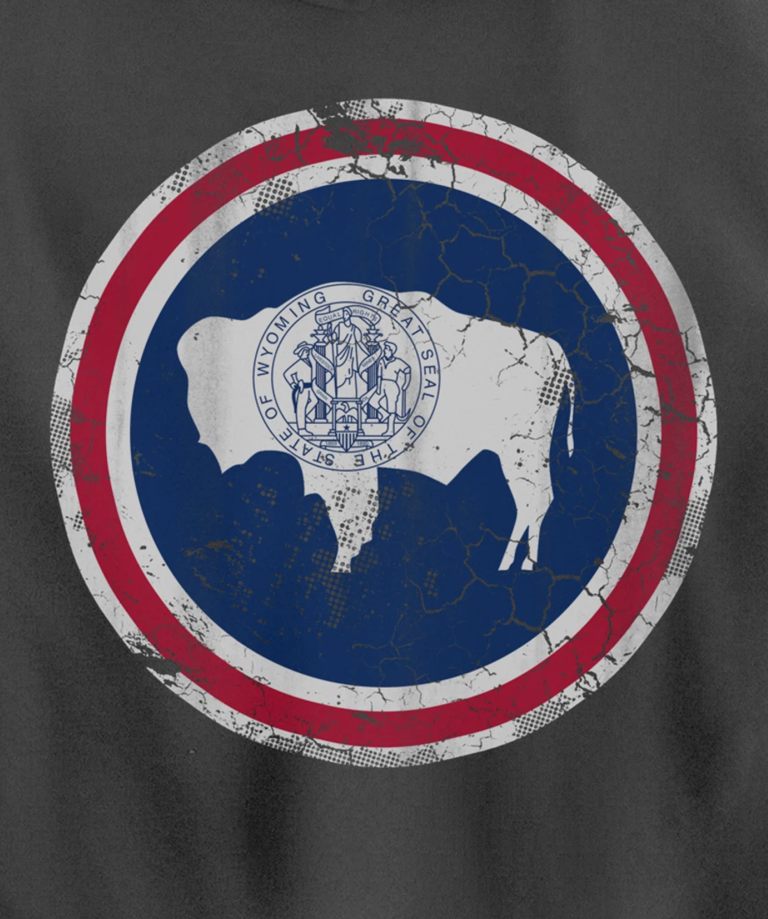 Wyoming Flag Family Home Retro Faded Distressed Pullover Hoodie