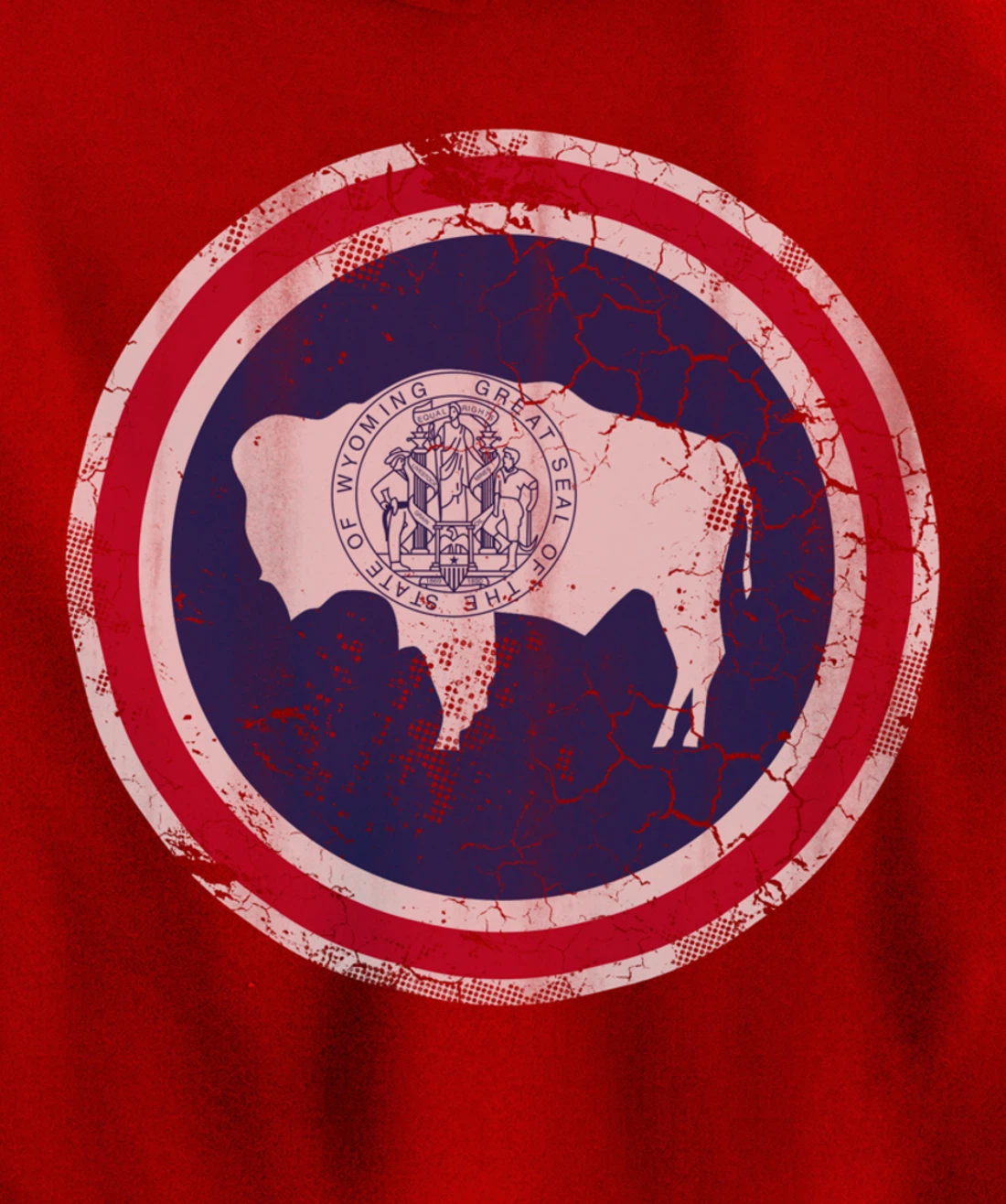 Wyoming Flag Family Home Retro Faded Distressed Pullover Hoodie