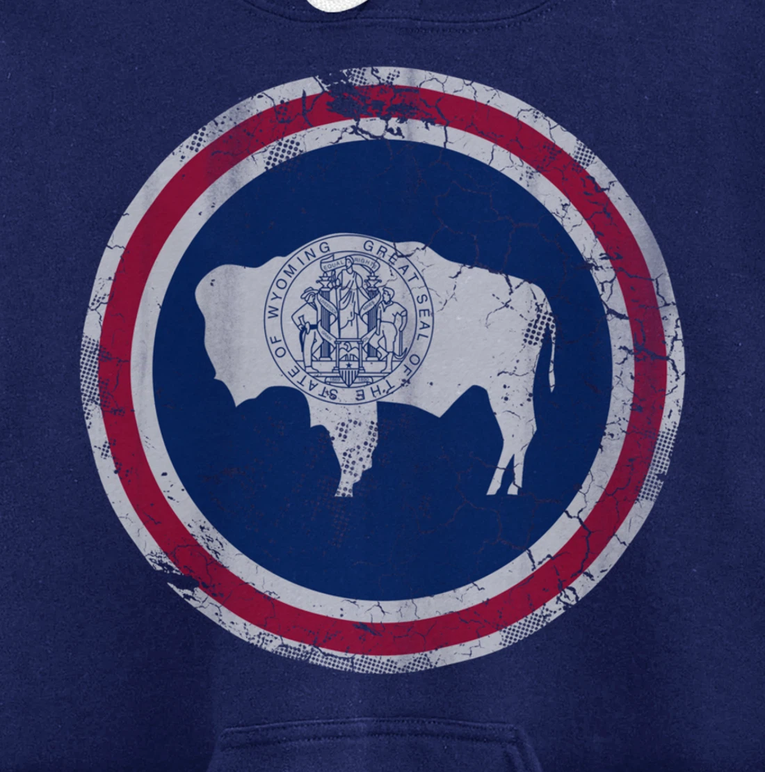 Wyoming Flag Family Home Retro Faded Distressed Pullover Hoodie