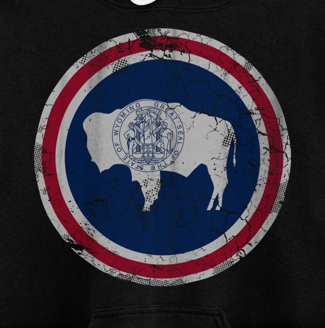 Wyoming Flag Family Home Retro Faded Distressed Pullover Hoodie