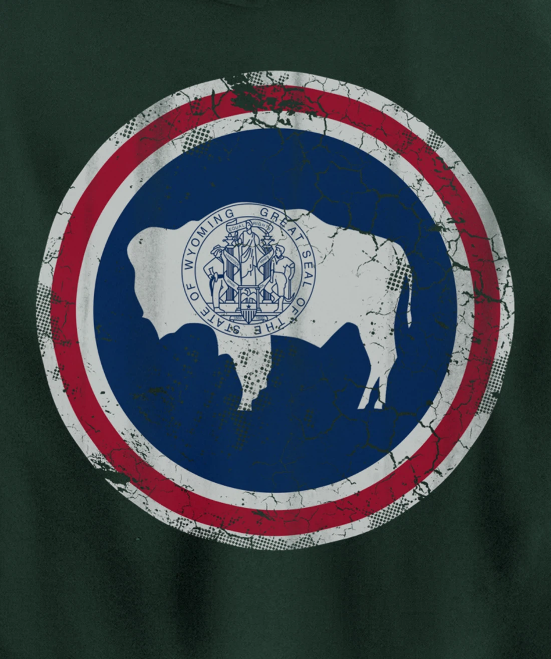 Wyoming Flag Family Home Retro Faded Distressed Pullover Hoodie