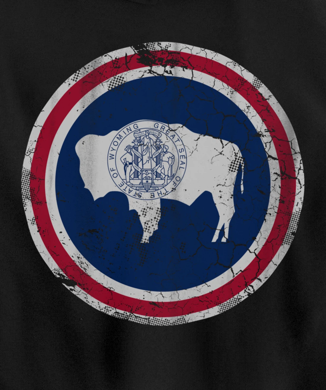 Wyoming Flag Family Home Retro Faded Distressed Pullover Hoodie