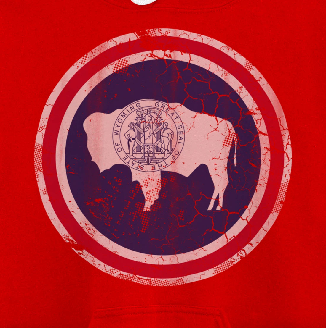 Wyoming Flag Family Home Retro Faded Distressed Pullover Hoodie