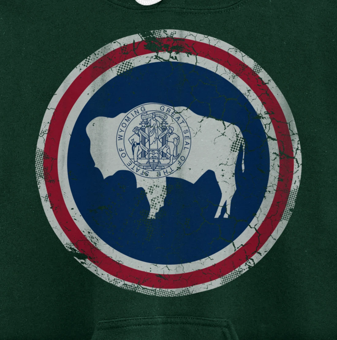 Wyoming Flag Family Home Retro Faded Distressed Pullover Hoodie