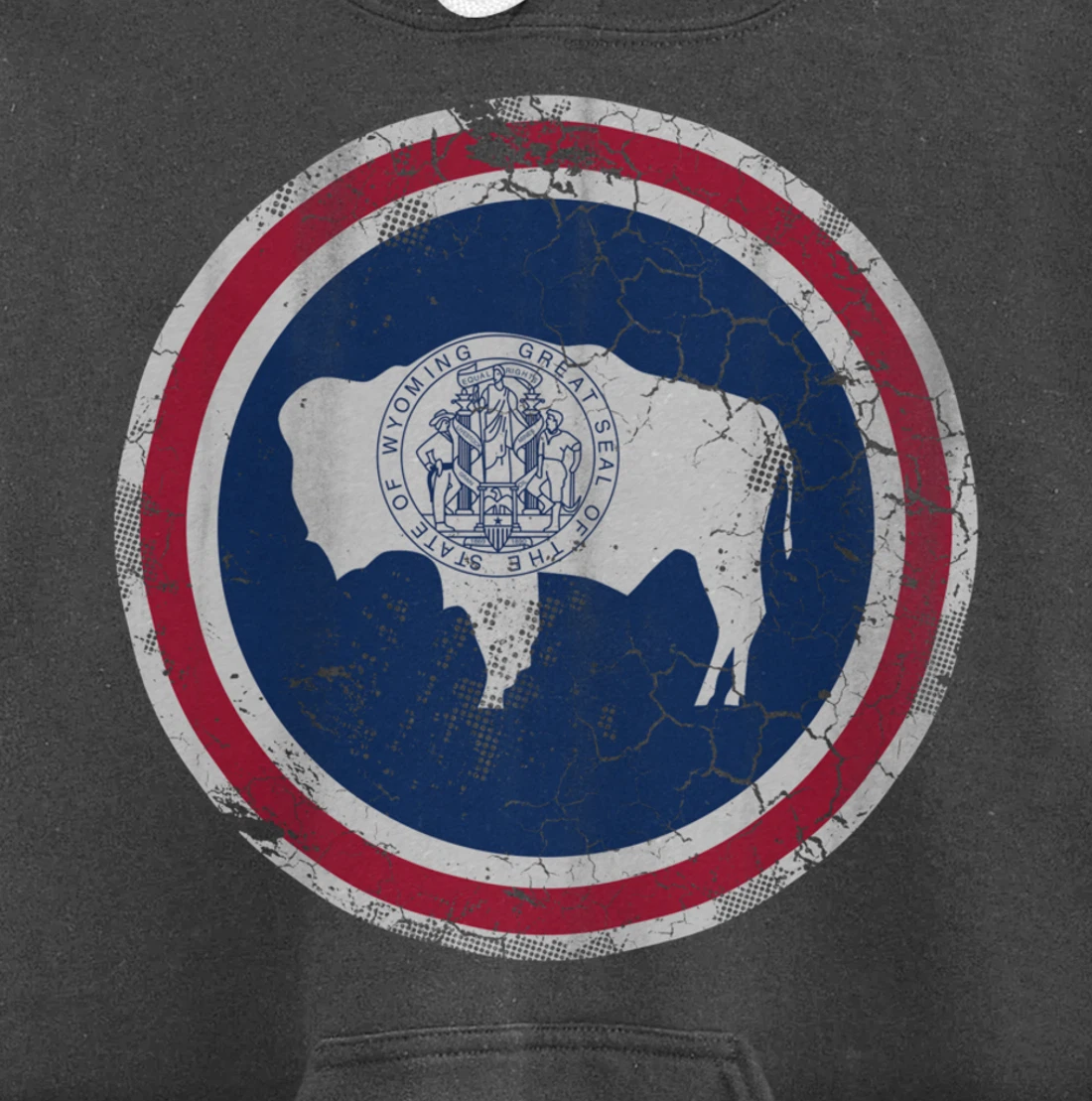 Wyoming Flag Family Home Retro Faded Distressed Pullover Hoodie