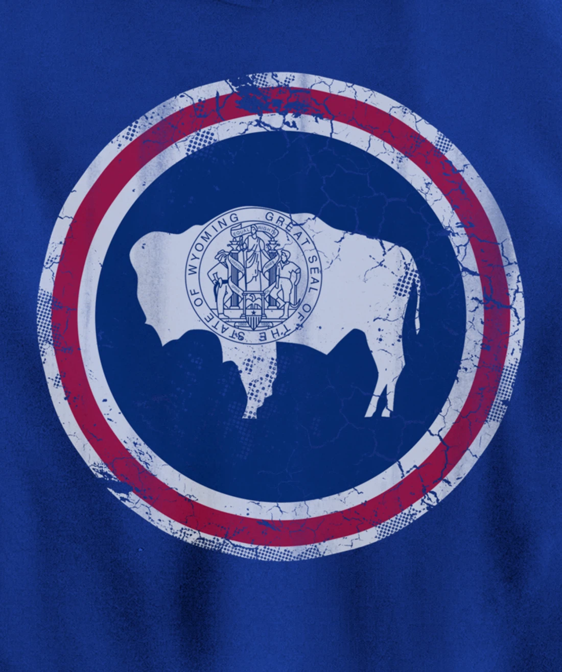 Wyoming Flag Family Home Retro Faded Distressed Pullover Hoodie