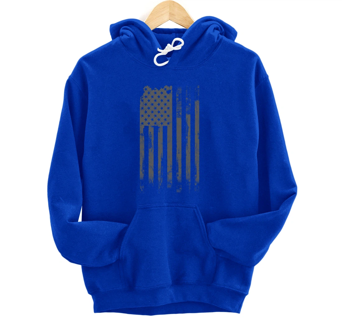 Vintage Patriotic Distressed America USA Flag Pullover Hoodie
