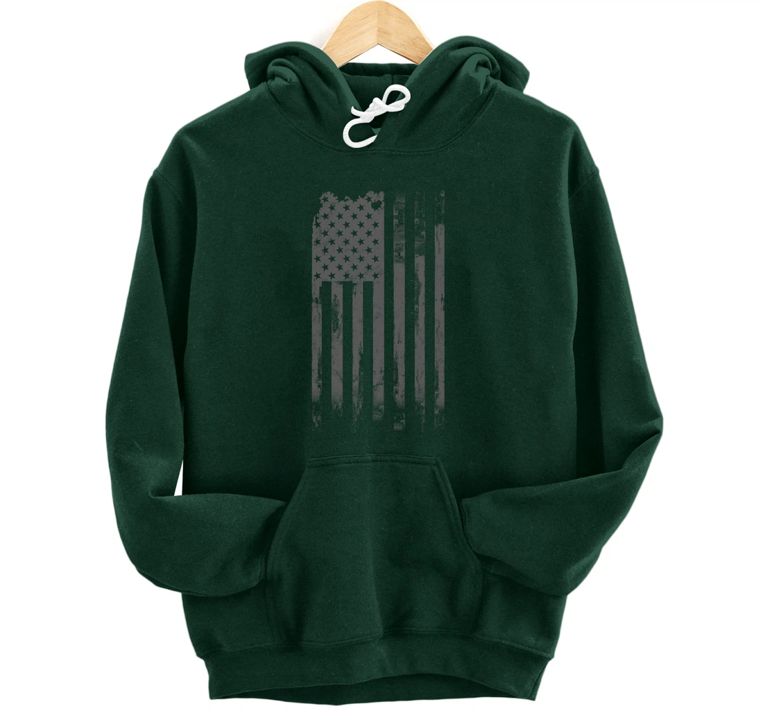 Vintage Patriotic Distressed America USA Flag Pullover Hoodie
