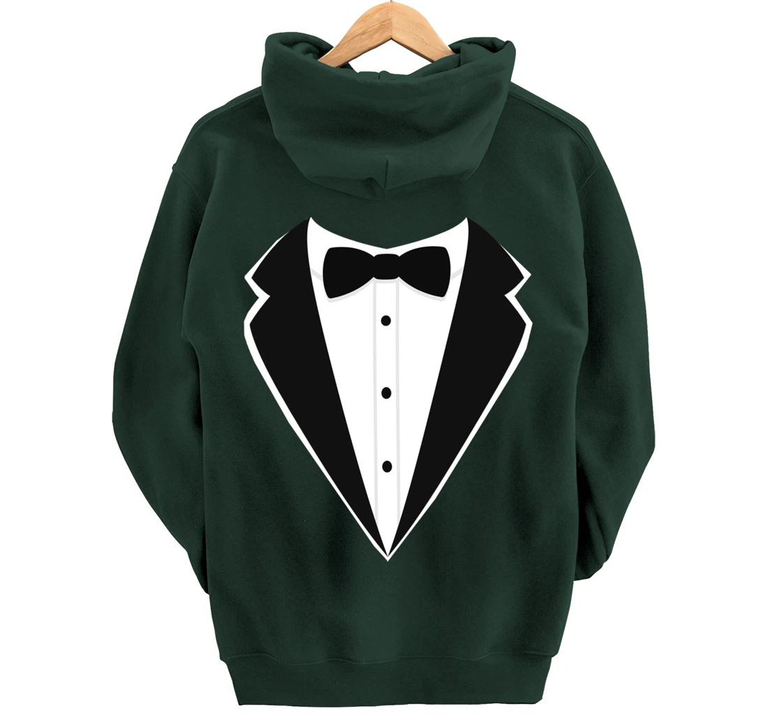 Fake Tux Funny Faux Suit Vest and tie Tuxedo Prom Pullover Hoodie