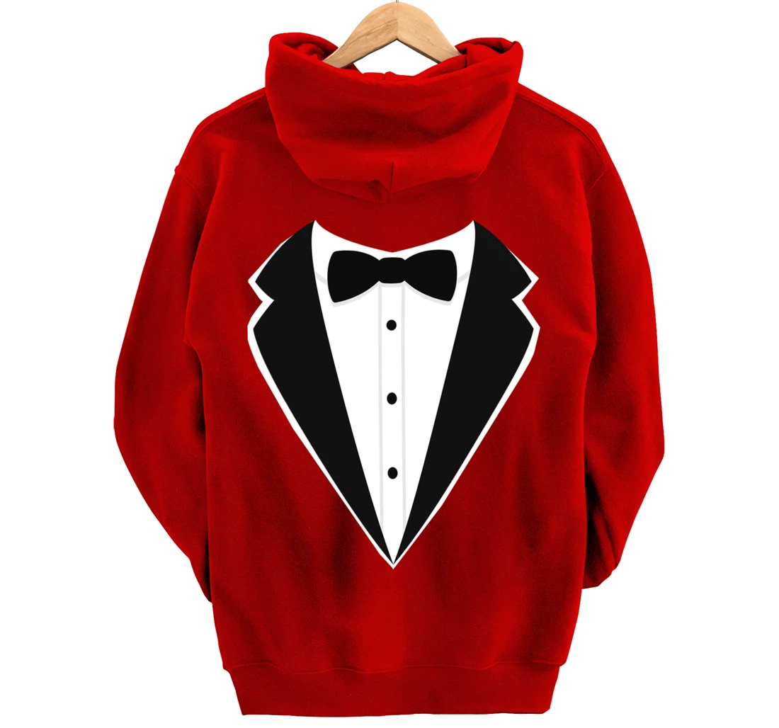 Fake Tux Funny Faux Suit Vest and tie Tuxedo Prom Pullover Hoodie