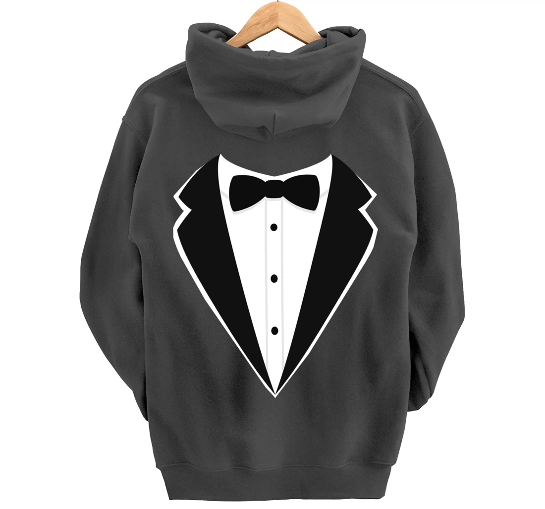 Fake Tux Funny Faux Suit Vest and tie Tuxedo Prom Pullover Hoodie