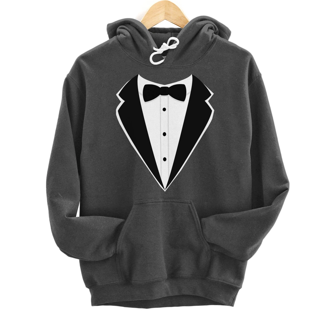 Fake Tux Funny Faux Suit Vest and tie Tuxedo Prom Pullover Hoodie