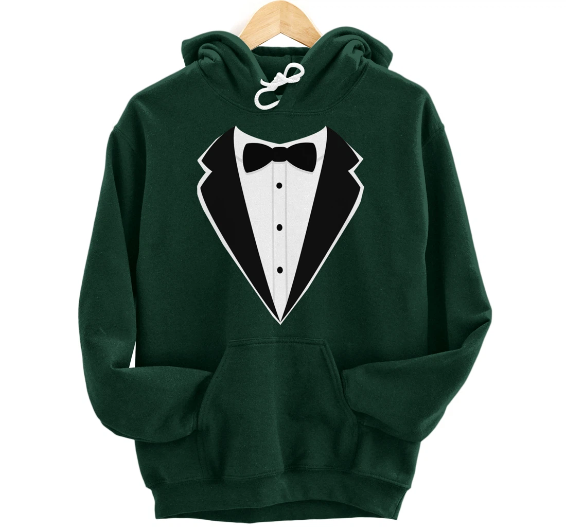 Fake Tux Funny Faux Suit Vest and tie Tuxedo Prom Pullover Hoodie