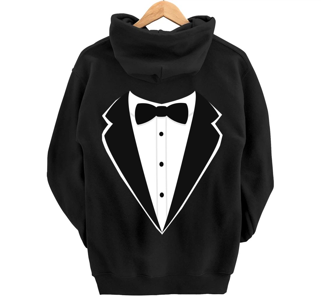 Fake Tux Funny Faux Suit Vest and tie Tuxedo Prom Pullover Hoodie