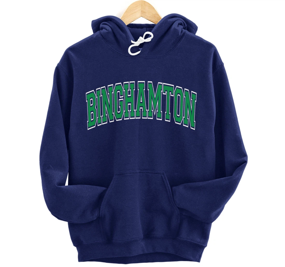 Binghamton Arched Green Text Pullover Hoodie