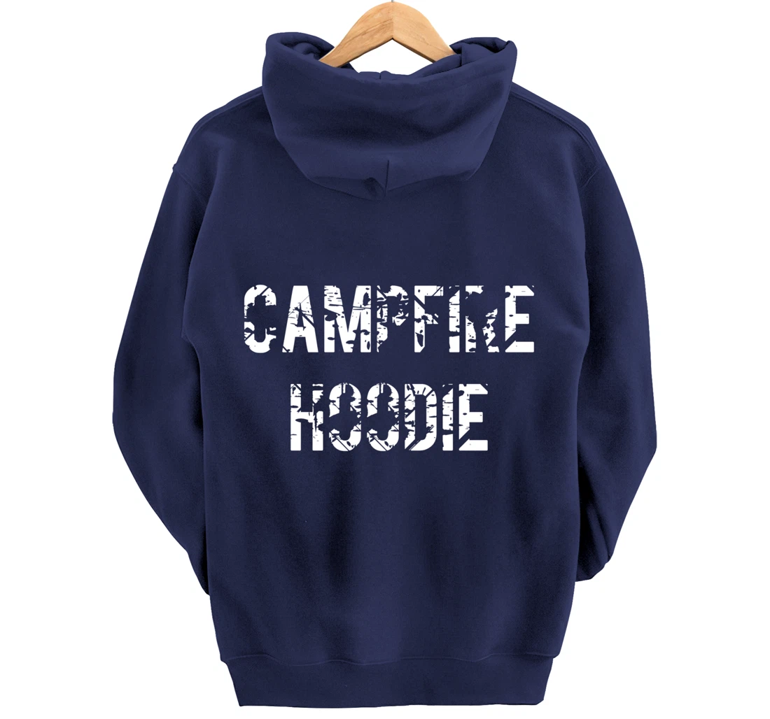 Campfire Hoodie Distressed Text Pullover Hoodie
