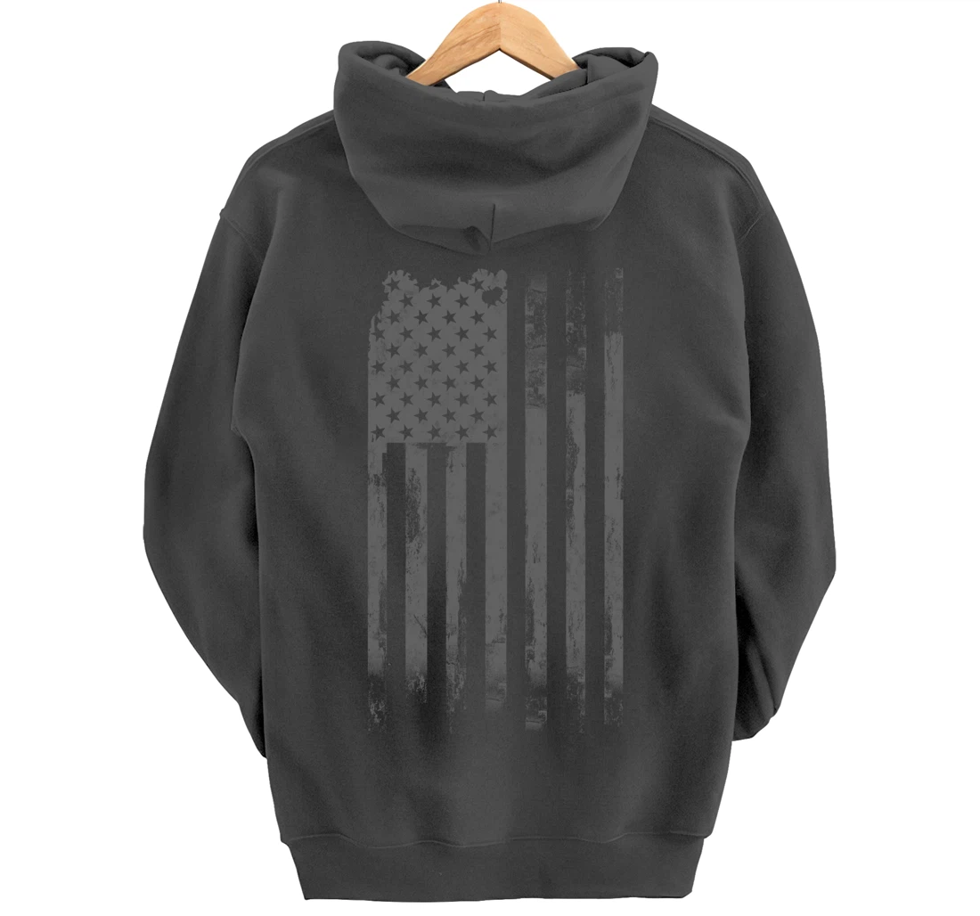 Vintage Patriotic Distressed America USA Flag Pullover Hoodie