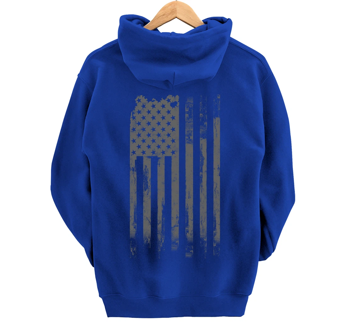 Vintage Patriotic Distressed America USA Flag Pullover Hoodie
