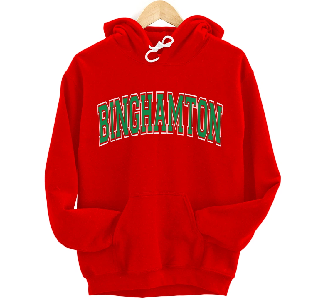 Binghamton Arched Green Text Pullover Hoodie