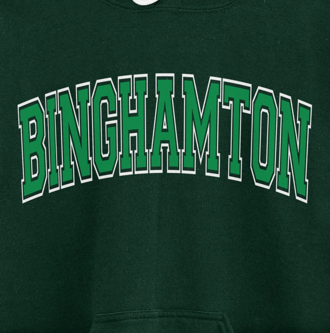 Binghamton Arched Green Text Pullover Hoodie