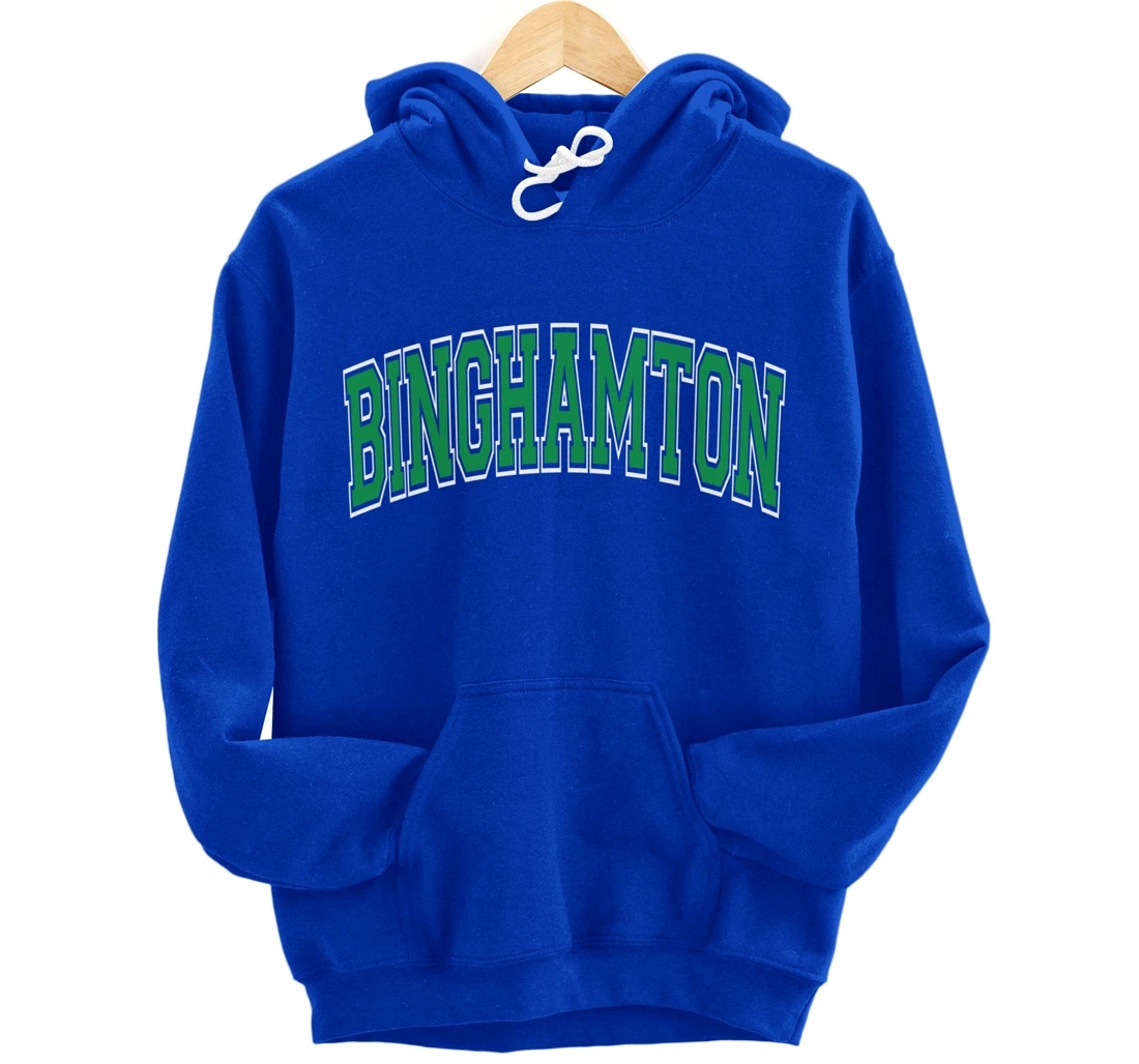 Binghamton Arched Green Text Pullover Hoodie