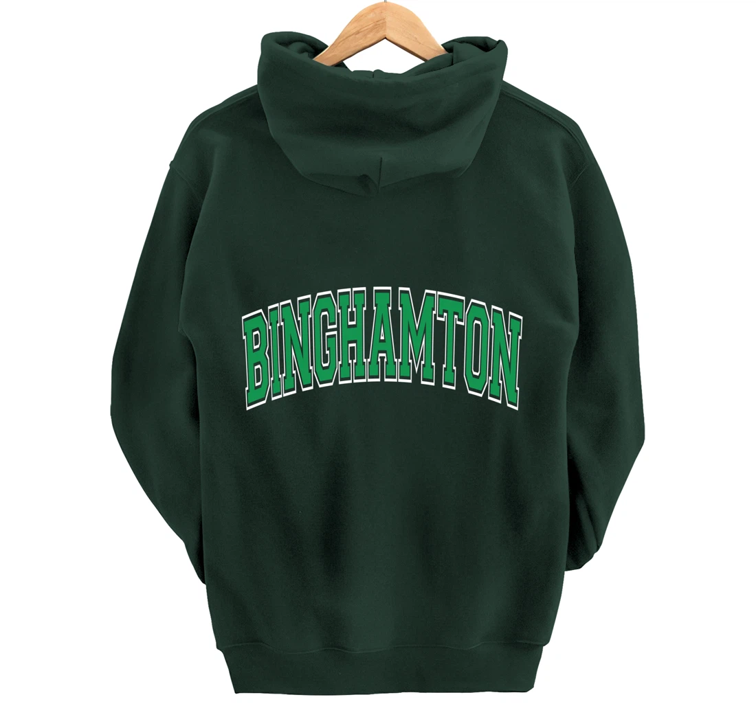 Binghamton Arched Green Text Pullover Hoodie