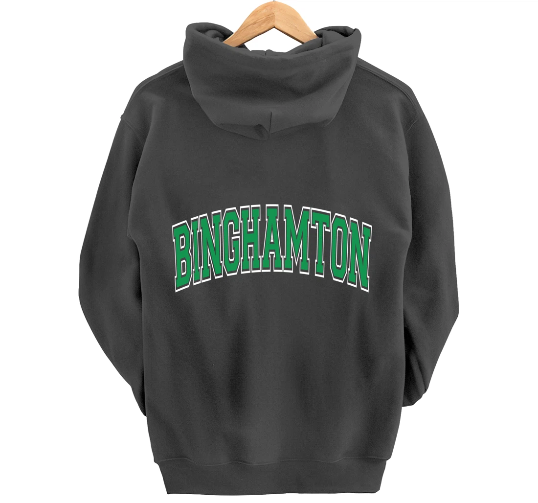 Binghamton Arched Green Text Pullover Hoodie
