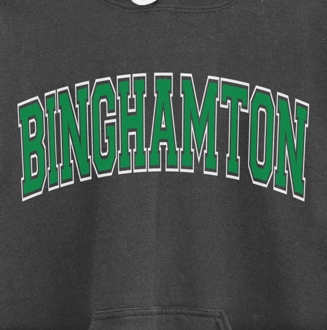 Binghamton Arched Green Text Pullover Hoodie