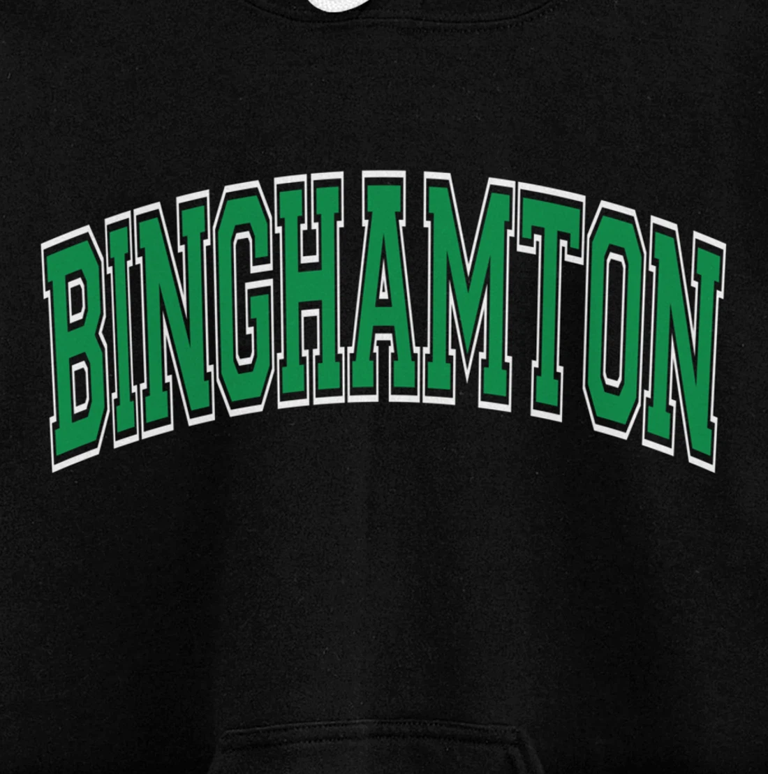 Binghamton Arched Green Text Pullover Hoodie