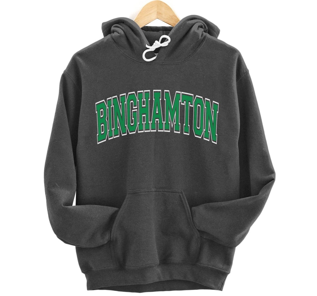 Binghamton Arched Green Text Pullover Hoodie