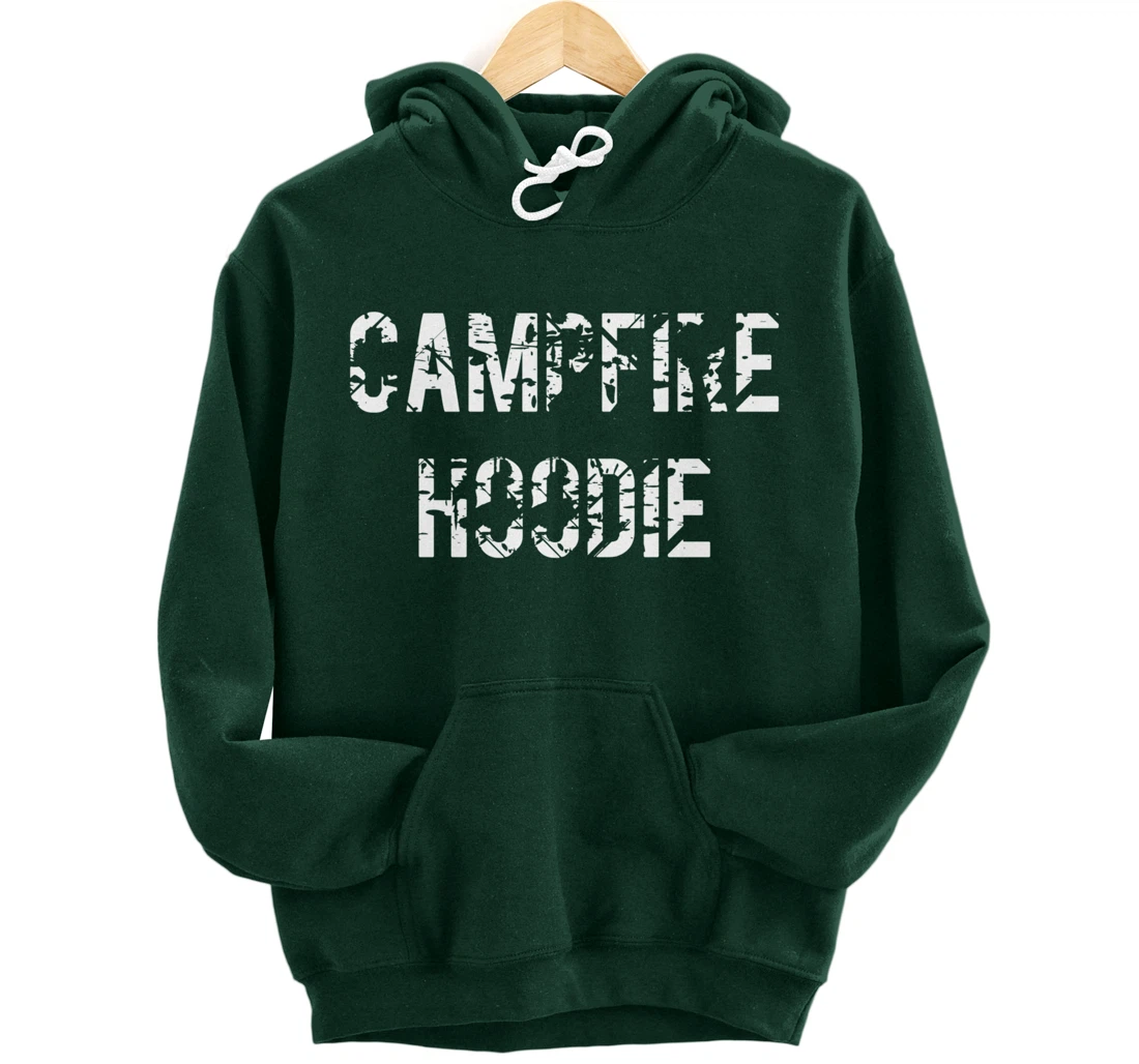Campfire Hoodie Distressed Text Pullover Hoodie