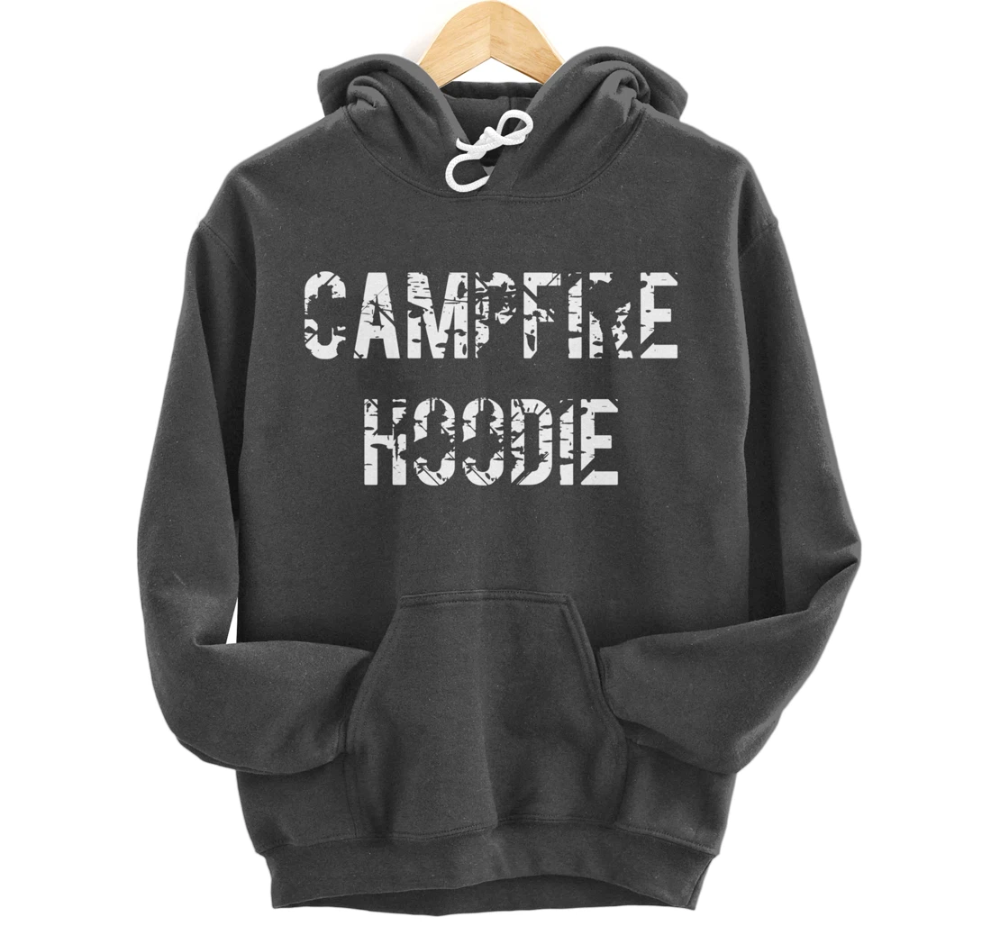 Campfire Hoodie Distressed Text Pullover Hoodie