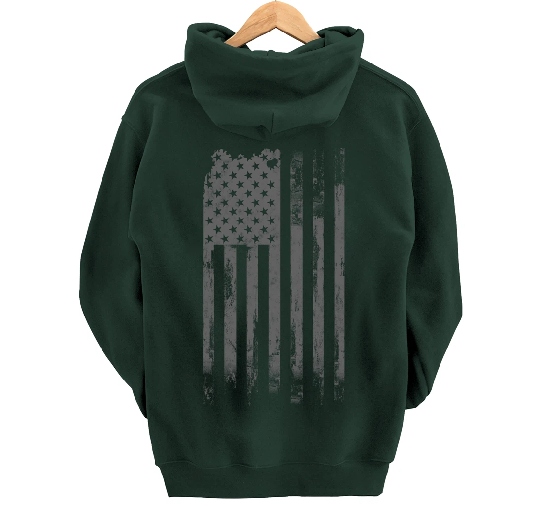 Vintage Patriotic Distressed America USA Flag Pullover Hoodie