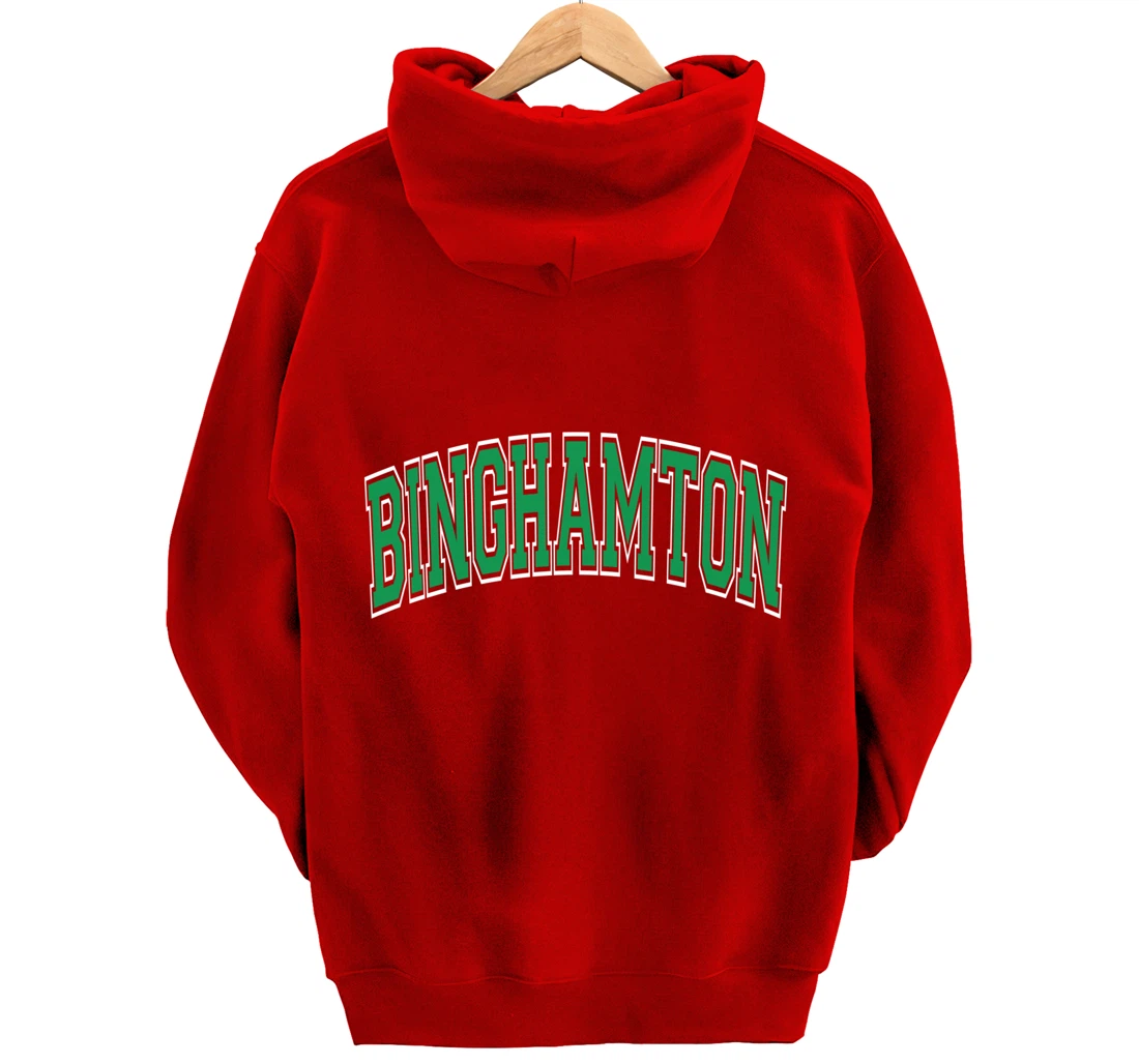 Binghamton Arched Green Text Pullover Hoodie