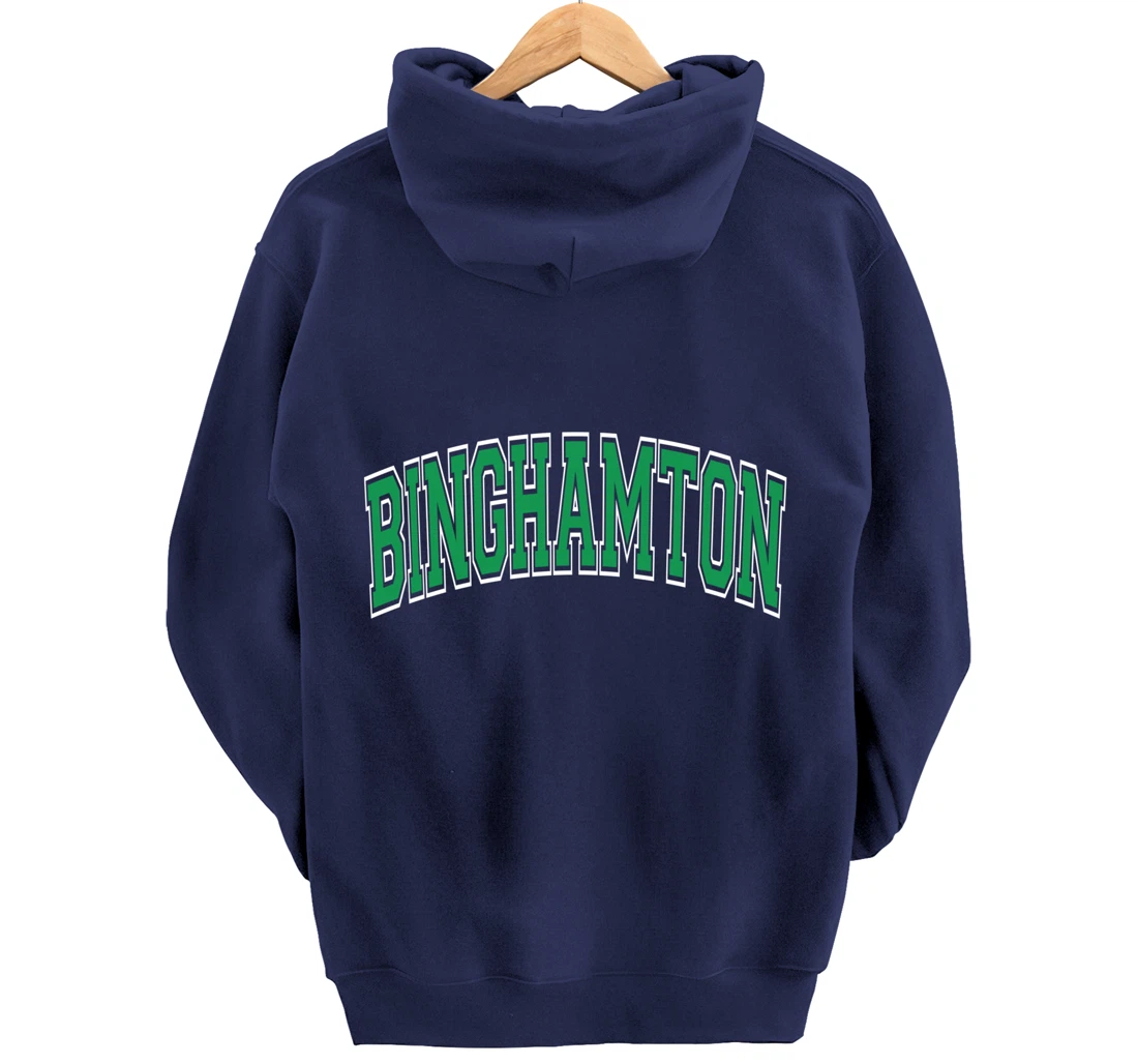 Binghamton Arched Green Text Pullover Hoodie
