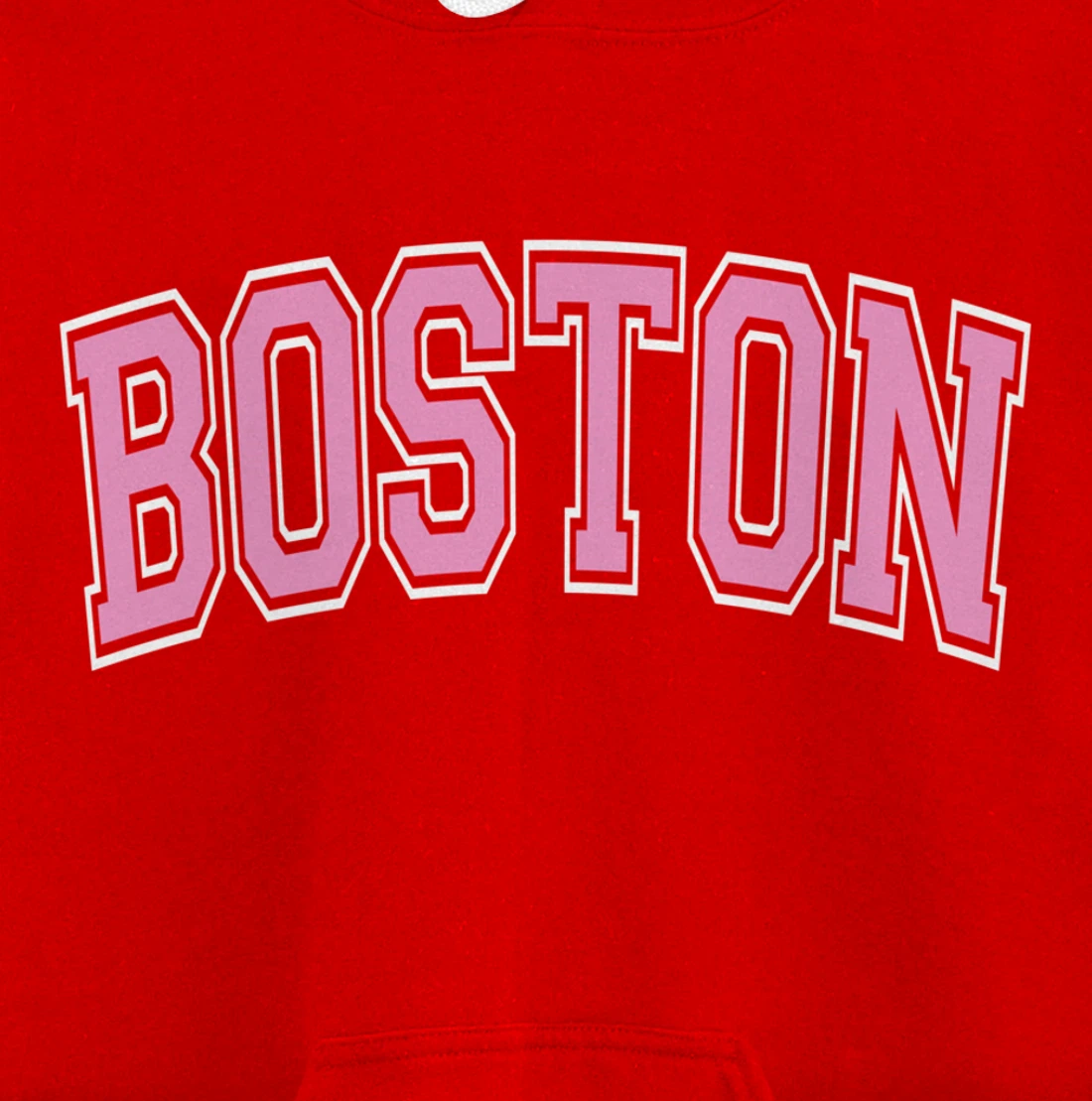 Boston Arched Pink Text Pullover Hoodie