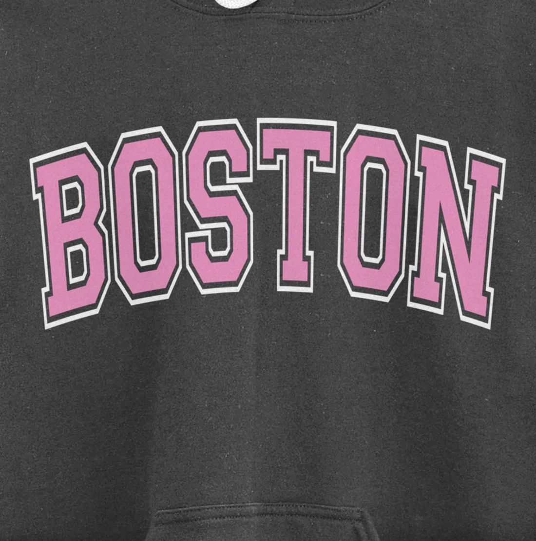 Boston Arched Pink Text Pullover Hoodie