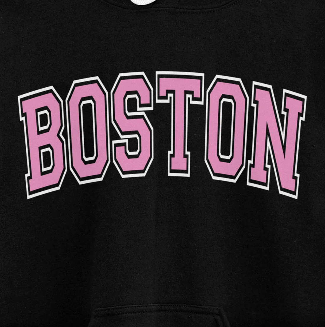 Boston Arched Pink Text Pullover Hoodie