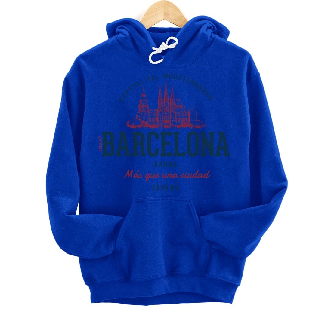 Spain Retro Styled Vintage Barcelona Pullover Hoodie