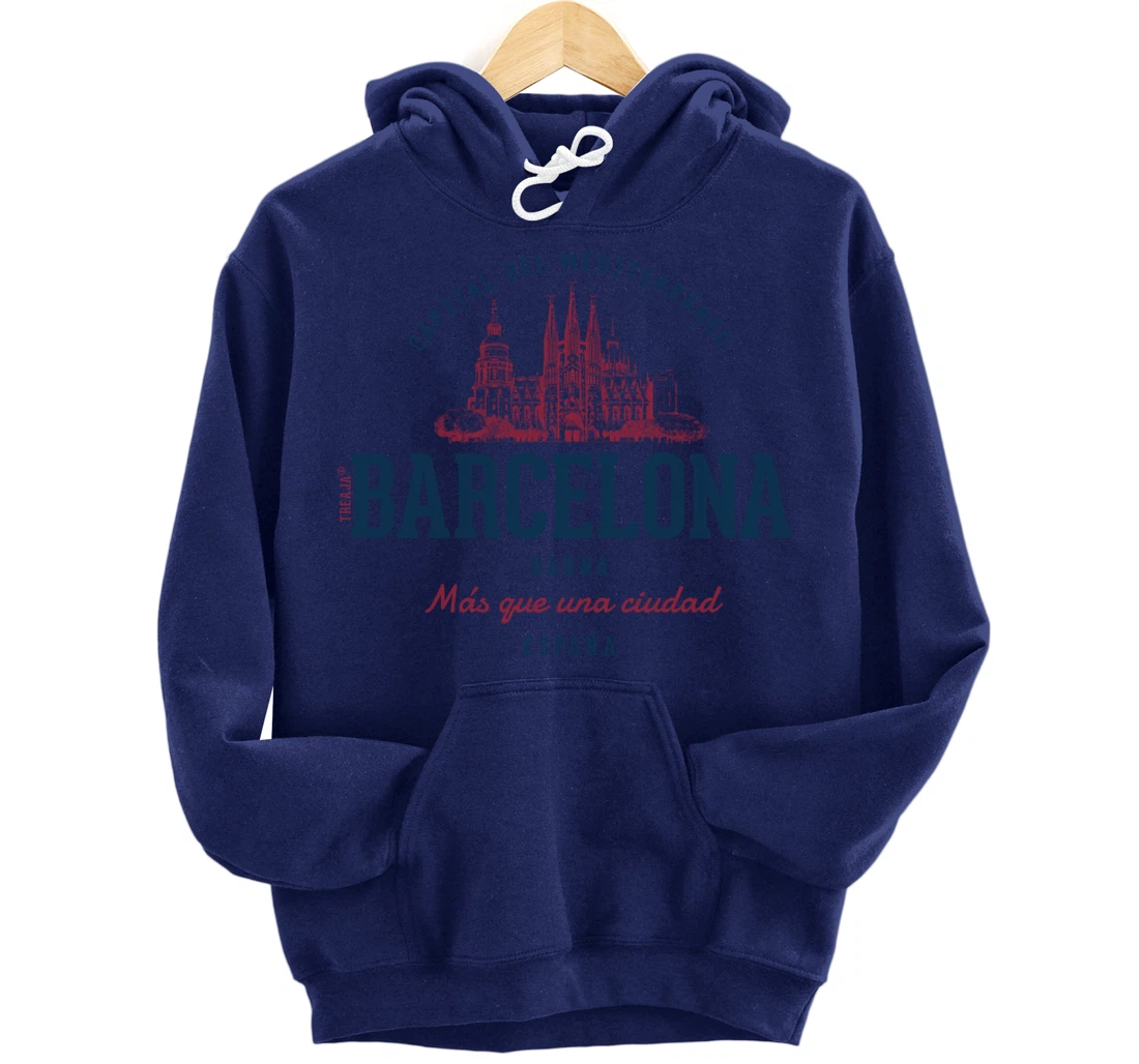 Spain Retro Styled Vintage Barcelona Pullover Hoodie