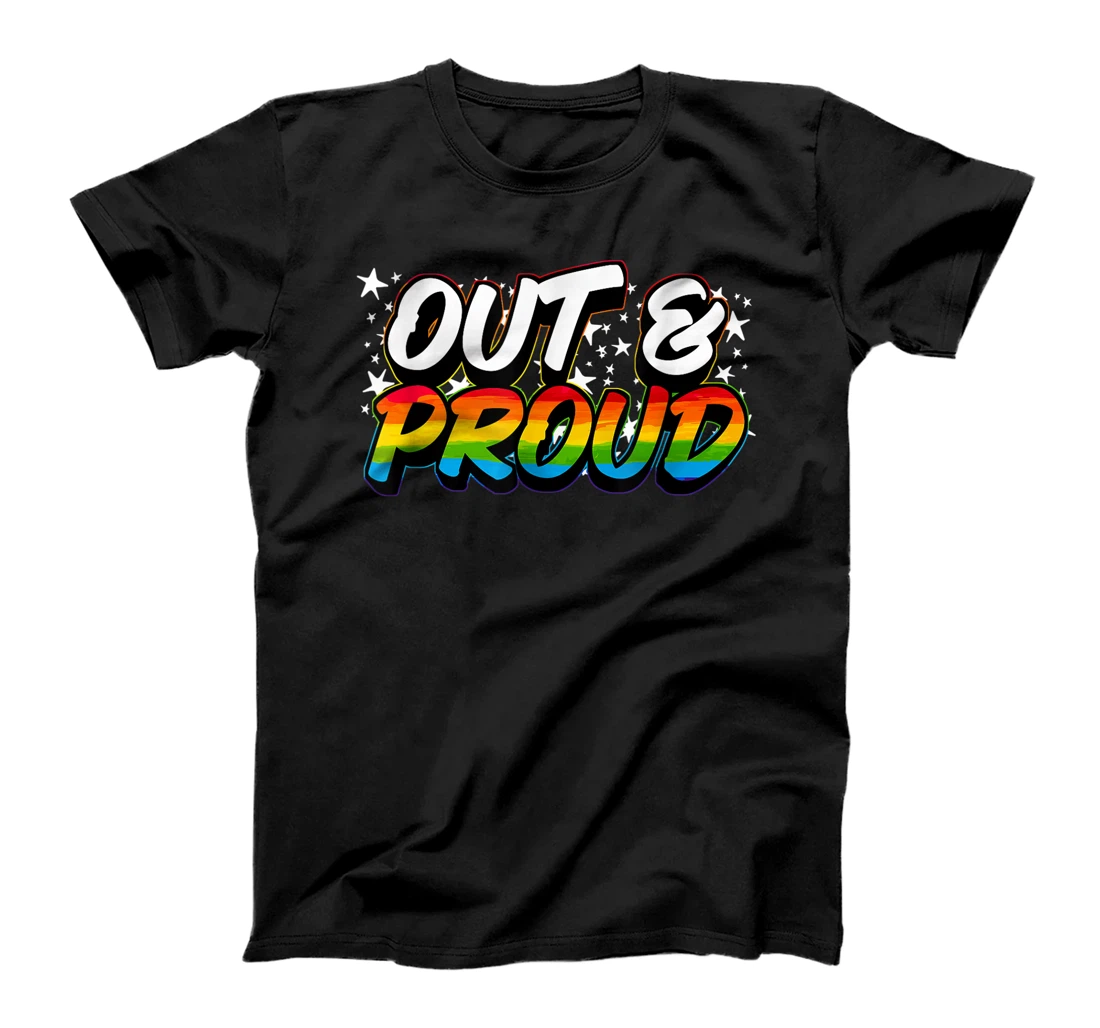 OUT & PROUD Lesbian Bisexual Trans Gay Pride T-Shirt, Women T-Shirt