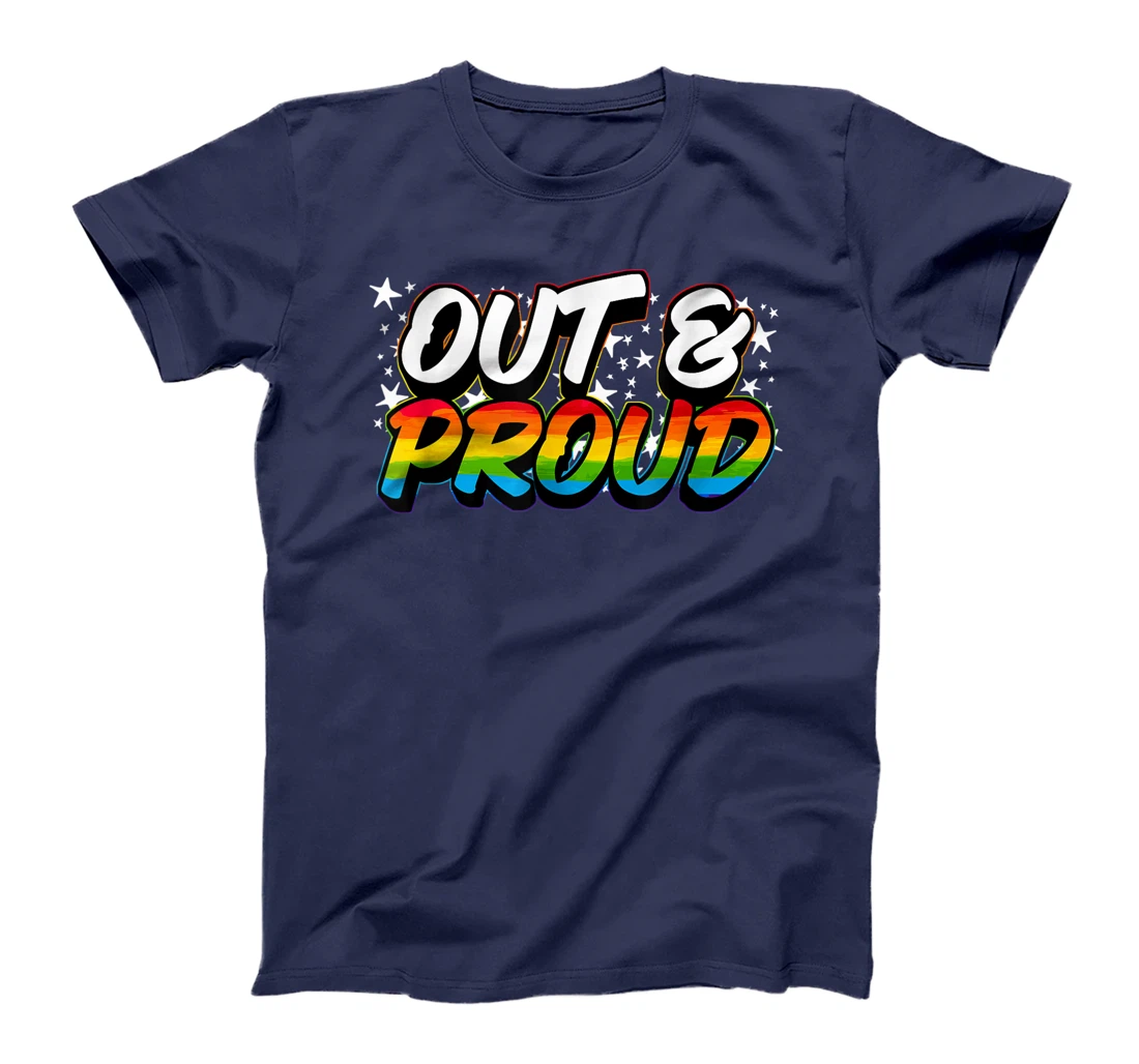 OUT & PROUD Lesbian Bisexual Trans Gay Pride T-Shirt, Women T-Shirt