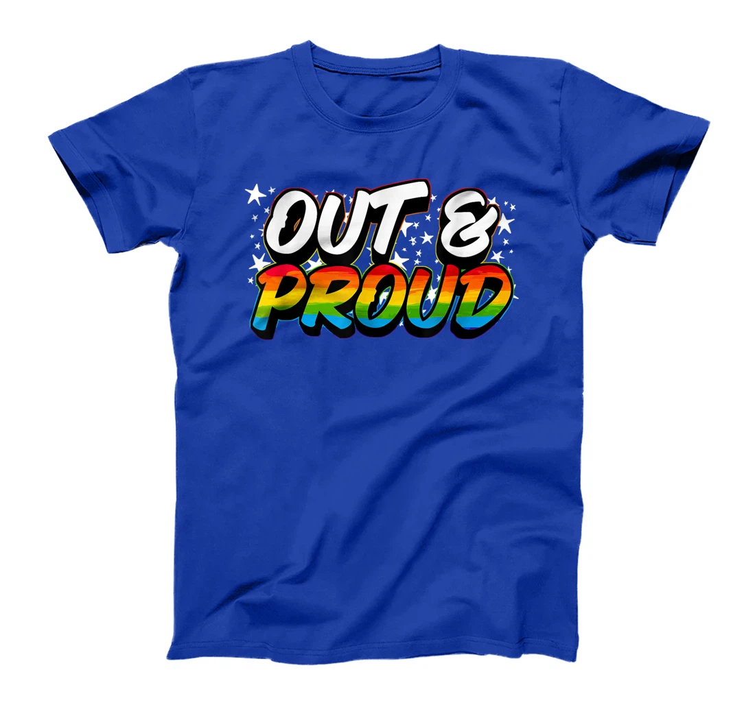 OUT & PROUD Lesbian Bisexual Trans Gay Pride T-Shirt, Women T-Shirt